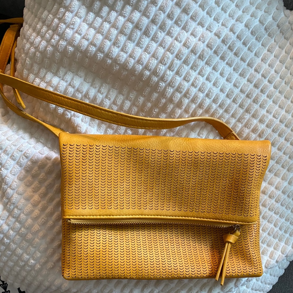 Mustard Yellow Vegan Leather Crossbody Purse